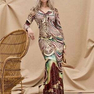 NWT Boho Multicolor Long Sleeve Maxi Dress